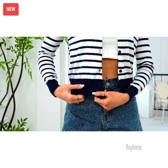 Cropped Cardigan Sweater Long Sleeve Crewneck Knit Button Up Lightweight Shrug - Picture 7 of 7